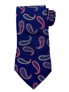 Windsor Necktie Silk Vintage Navy Blue Paisley